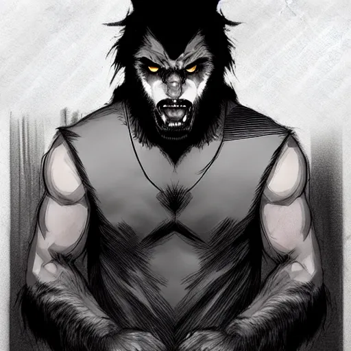 Image similar to in the style of artgerm, steve niles, rafael albuquerque, large hairy werewolf in a shopping mall at night, moody lighting, horror scary terror