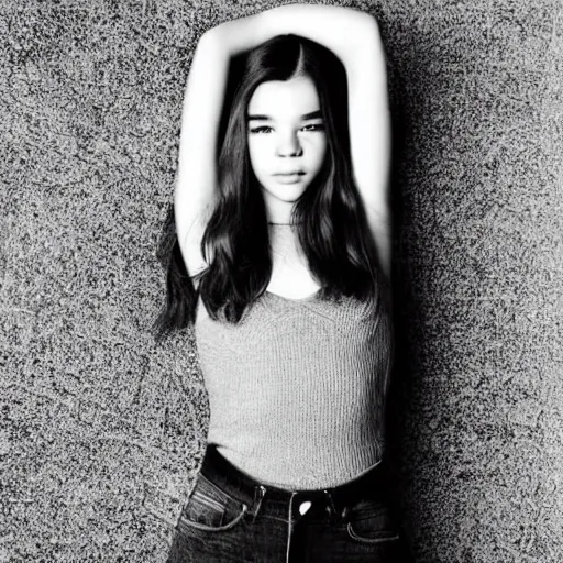 Image similar to hailee steinfeld with her arms above her head posing for a photoshoot, professional modeling photography