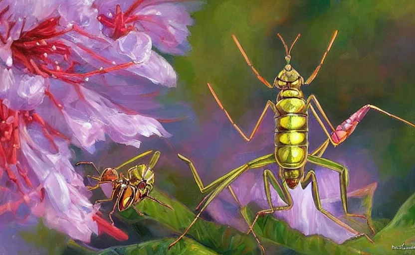 Image similar to Insect Alchemy mantis. By Konstantin Razumov, highly detailded