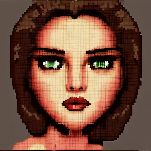 Image similar to beautiful female pixel art, close up face, trending on Artstation