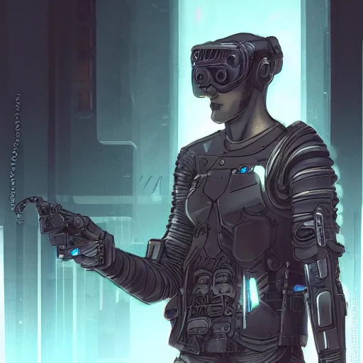 Prompt: cyberpunk male character, by tanino liberatore