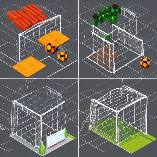 Prompt: soccer lootbox in the style of peter tarka, 3 d, isometric, game, octane, game, artstation