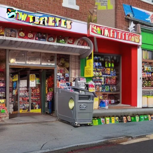 Prompt: Sesame Street Muppets rob a convenience store on the main street