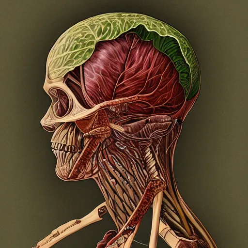 Image similar to the anatomy of a head of lettuce, an ultrafine detailed painting by james jean, octopath traveler, behance contest winner, vanitas, angular, altermodern