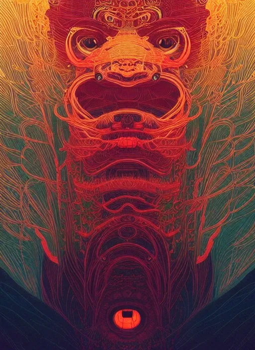 Prompt: prompt! dream symmetry!! stunning portrait of chinese monkey wukon myth!! by victo ngai, kilian eng vibrant colours, dynamic lighting, digital art, winning award masterpiece, fantastically beautiful, illustration, aesthetically inspired by beksinski and dan mumford, trending on artstation, art by greg rutkowski, 8 k