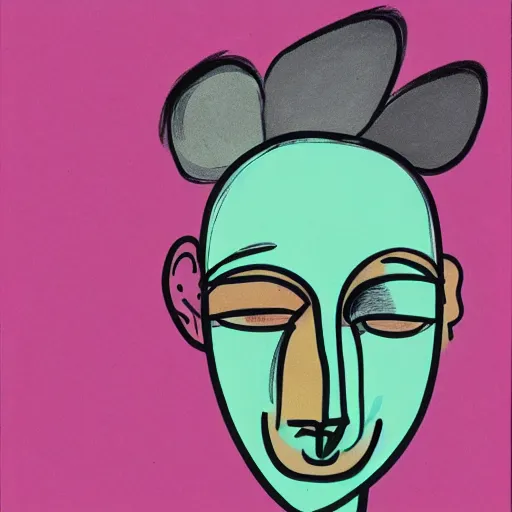 Prompt: abstract human face. Bold Lines, bright pastels. HQ Scan.