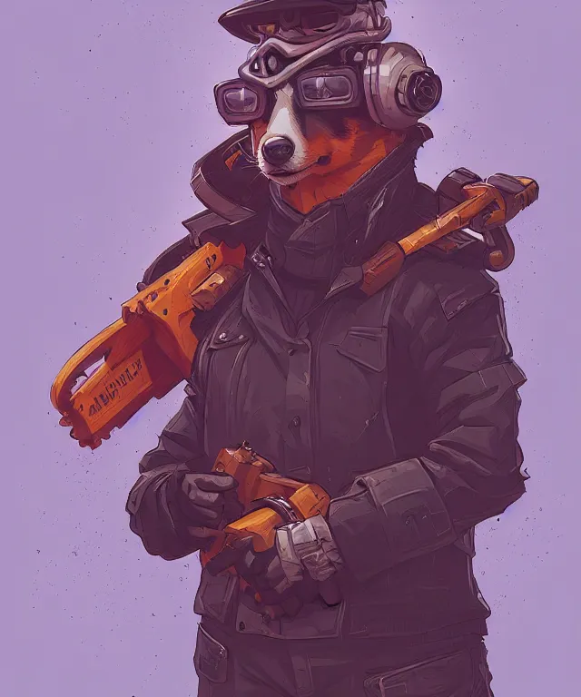 Image similar to a portrait of an anthropomorphic cyberpunk corgi holding a chainsaw, fantasy, elegant, digital painting, artstation, concept art, matte, sharp focus, illustration, art by josan gonzalez