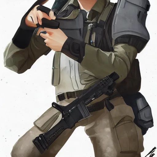 Image similar to Chloe Sevigny as a Counter Strike terrorist, concept art, anime