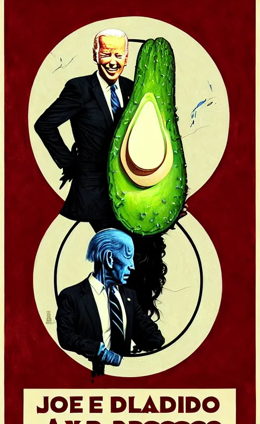 Image similar to joe biden avocado painting propaganda poster by chiara bautista, beksinski and norman rockwell and greg rutkowski weta studio, and lucasfilm