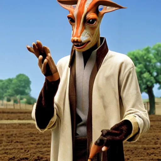 Image similar to jar jar binks working on his dairy farm