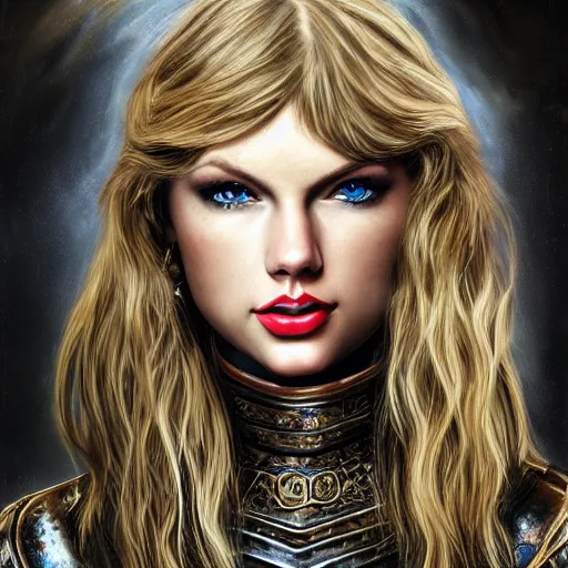 Image similar to the detailed portrait of taylor swift in a knight armor, epic fantasy art, mystical, mystic atmosphere, mythology, photo realistic, high detail, ultra realistic, hyper realistic, high definiton, 4 k uhd,