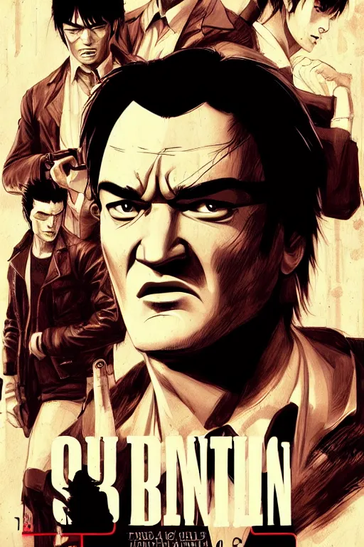 Prompt: quentin tarantino, manga cover art, detailed color portrait, artstation trending, 8 k, greg rutkowski