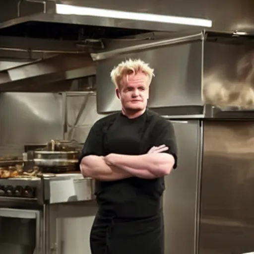 Prompt: obese gordon ramsey in hell's kitchen