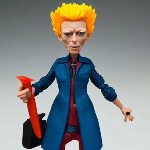 Prompt: tilda swinton stop motion vinyl action figure, plastic, toy, butcher billy style