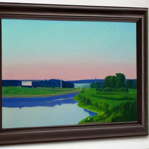 Prompt: a beautiful painting of Columbus Ohio Scioto river by Rockwell Kent