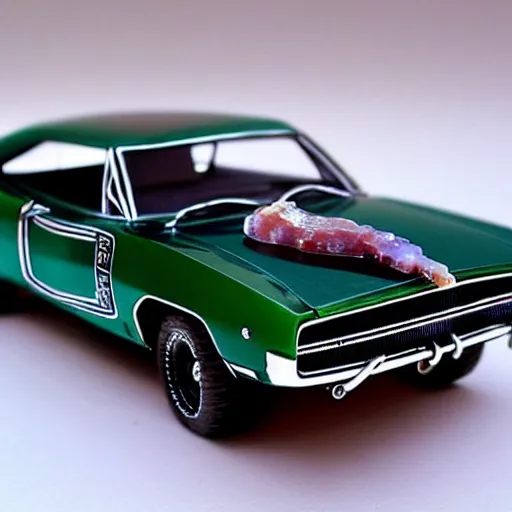 Image similar to Dodge Charger model made of wire and sea agate, highly detailed, intricate, elaborate