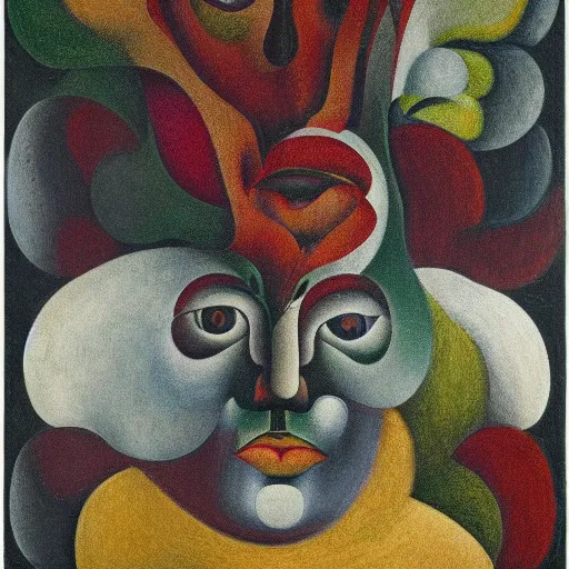 Image similar to floral face portrait by leonetto cappiello and wojciech siudmak and ernst fuchs, anni albers, oil on canvas