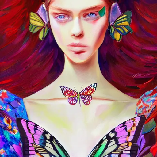 Prompt: butterfly fashion, gucci catwalk, oil painting, digital art, ultradetailed, artstation