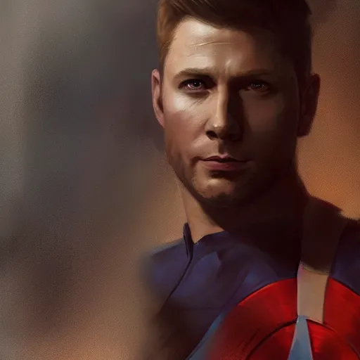 Image similar to A portrait of Jensen ackles as captain america, marvel art, art by greg rutkowski, matte painting, trending on artstation