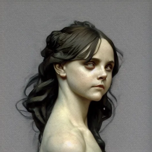 Prompt: beautiful lifelike award winning marble sculpture bust of christina ricci trending on art station artgerm greg rutkowski alphonse mucha cinematic atmospheric