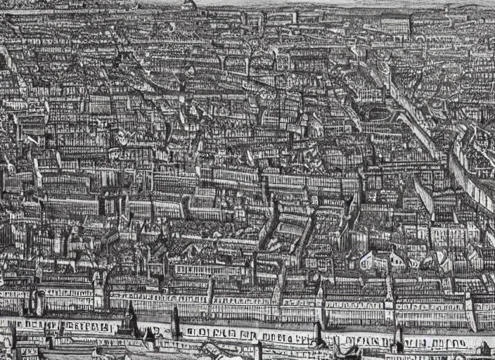 Image similar to detail from Hollar’s Panoramic view of Paris, 1647