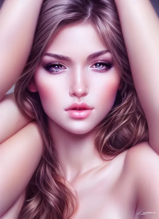 Image similar to a gorgeous female photo, professionally retouched, soft lighting, half body shot, realistic, smooth face, perfect eyes, symmetrical, wide angle, sharp focus on eyes, 8 k high definition, insanely detailed, intricate, elegant, art by artgerm