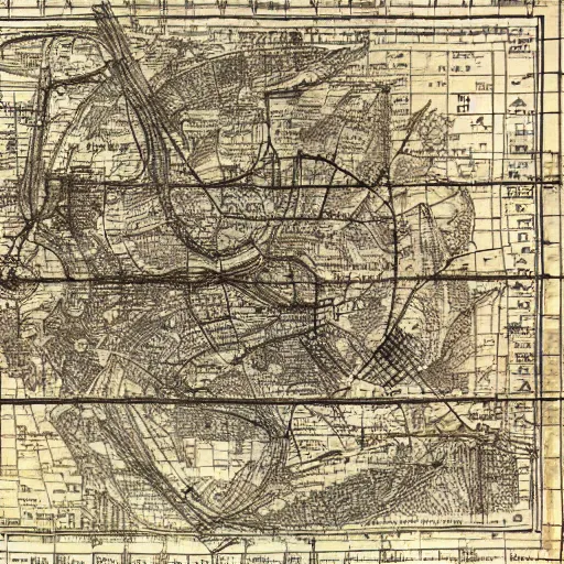 Prompt: an ancient subway map, ripping paper, burnt, high fantasy, ultra detailed