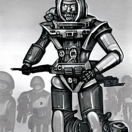 Image similar to soviet military cyborg menacing futuristic