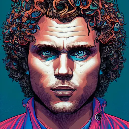 Image similar to portrait of mikky ekko by Dan Mumford and Josan Gonzalez, ultra detailed, hyper realism