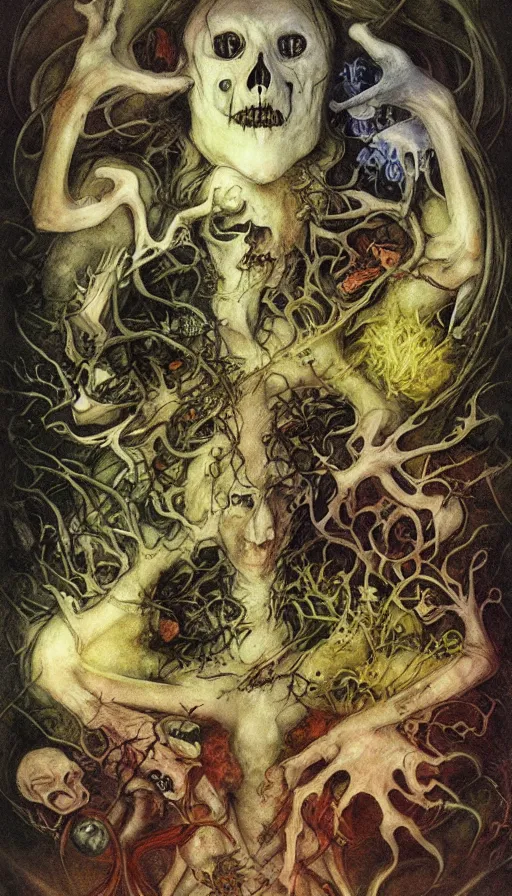 Image similar to life and death mixing together, by brian froud