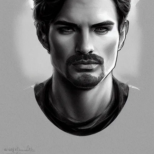 Prompt: portrait of Mario, elegant, intricate, headshot, highly detailed, digital painting,black and white, artstation, concept art, sharp focus, illustration, art by artgerm and greg rutkowski and alphonse mucha