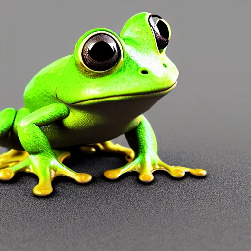 Image similar to cute frog running late for school, octane render, cute