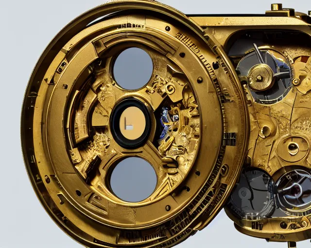 Prompt: 5 0 mm photography of a holy golden antikythera mechanism. highly detailed 8 k. intricate. lifelike. nikon d 8 5 0. motion blur