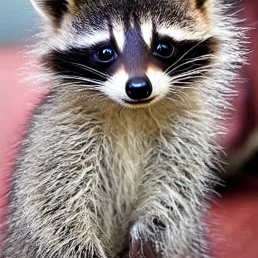 Image similar to a raccoon kitten hybrid