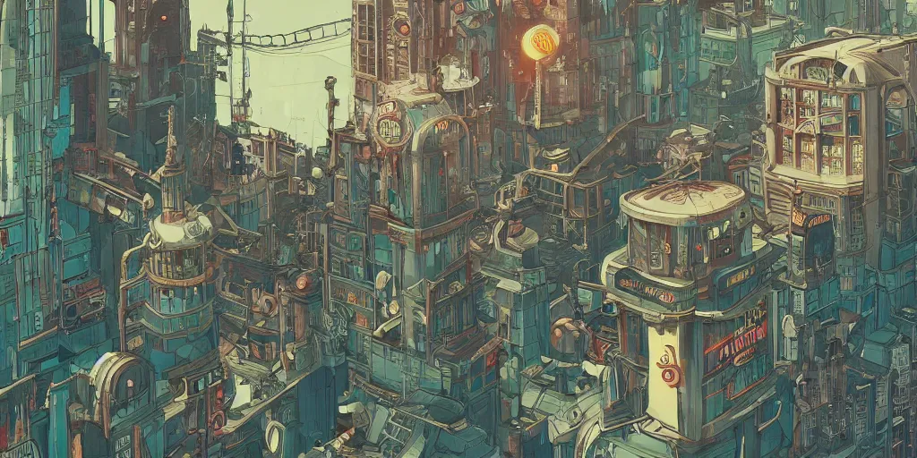 Image similar to a study of cell shaded cartoon of the interior of a bioshock style art deco city, illustration, post grunge, concept art by josan gonzales and wlop, by james jean, victo ngai, david rubin, mike mignola, laurie greasley, highly detailed, sharp focus, trending on artstation, hq, deviantart, art by artgem