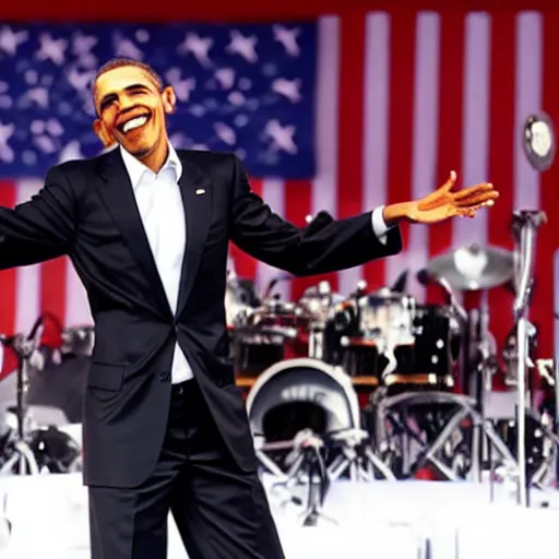 Prompt: Barack Obama as a backup singer