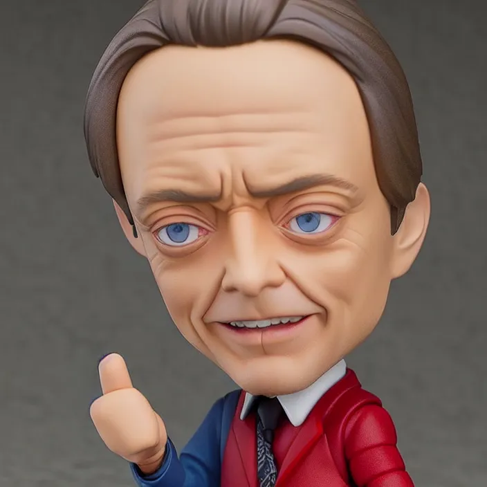 Image similar to a nendoroid of Steve Buscemi, figurine, product photo, detailed