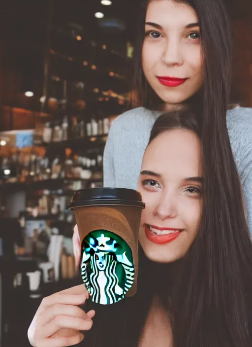 Image similar to a full portrait photo of real - life starbucks siren, f / 2 2, 3 5 mm, 2 7 0 0 k, lighting, perfect faces, award winning photography.