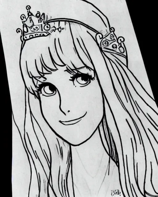 Prompt: inked sketch of princess diana, drawn by naoko takeuchi, 8 0 s shoujo manga,