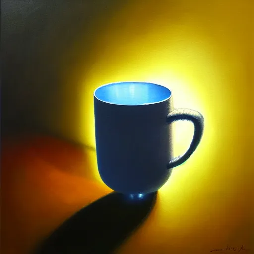 Prompt: a cup filled with light, oil painting, hyperdetailed, smooth