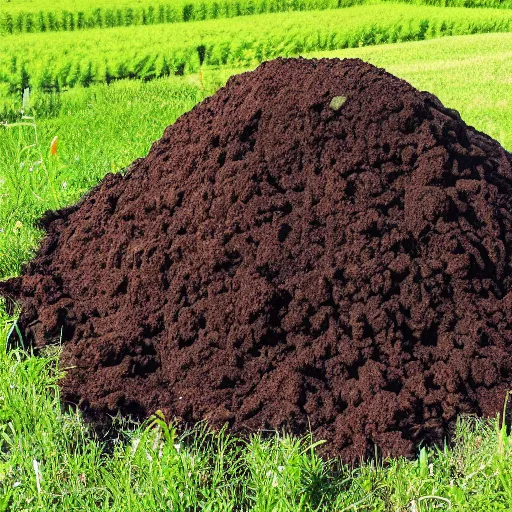 Prompt: a heap of cow manure in an idyllic summer setting