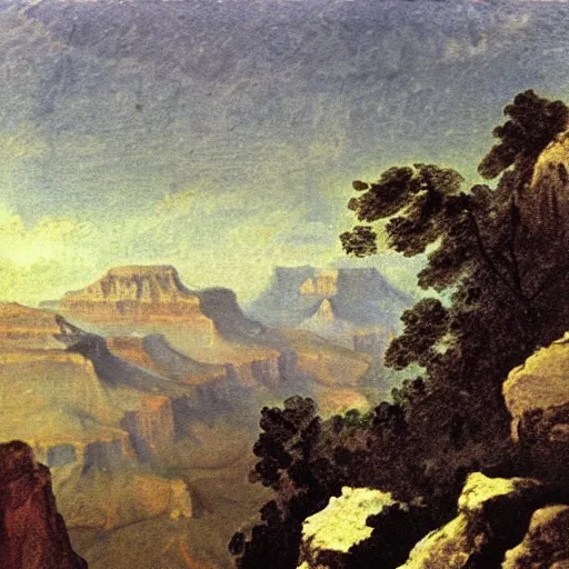 Image similar to Grand Canyon scene by Goya. FROG! FROG! FROG! FROG!