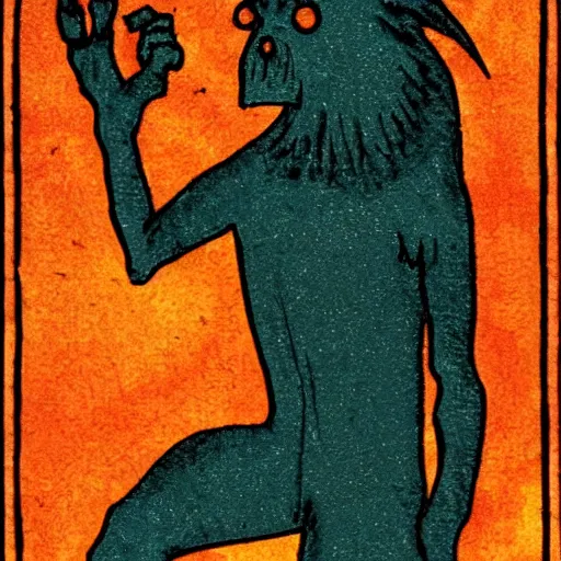 Image similar to tarot card depicting a universal monster,