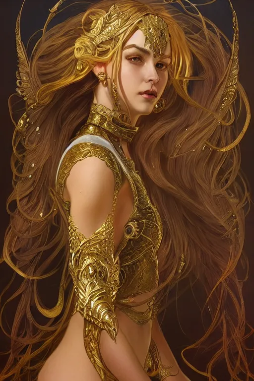 Prompt: a beautiful horse, gold jewellery, dnd, fantasy, intricate, elegant, highly detailed, digital painting, artstation, concept art, smooth, sharp focus, illustration, art by artgerm and greg rutkowski and alphonse mucha