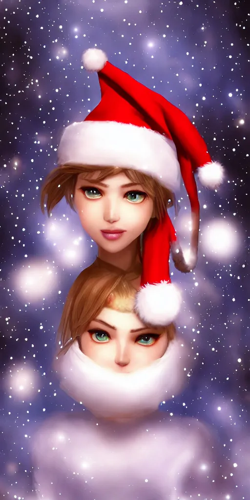 Image similar to artemis with a santa hat, digital art by kazuha fukami, cinematic lighting