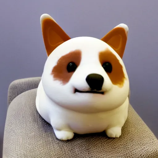 Prompt: A fat corgi made of marshmallows and chocolate, sitting on a couch made of chocolates and marshmallows, rendered by Lydia Borutta, trending on artstation, 4k, 8k
