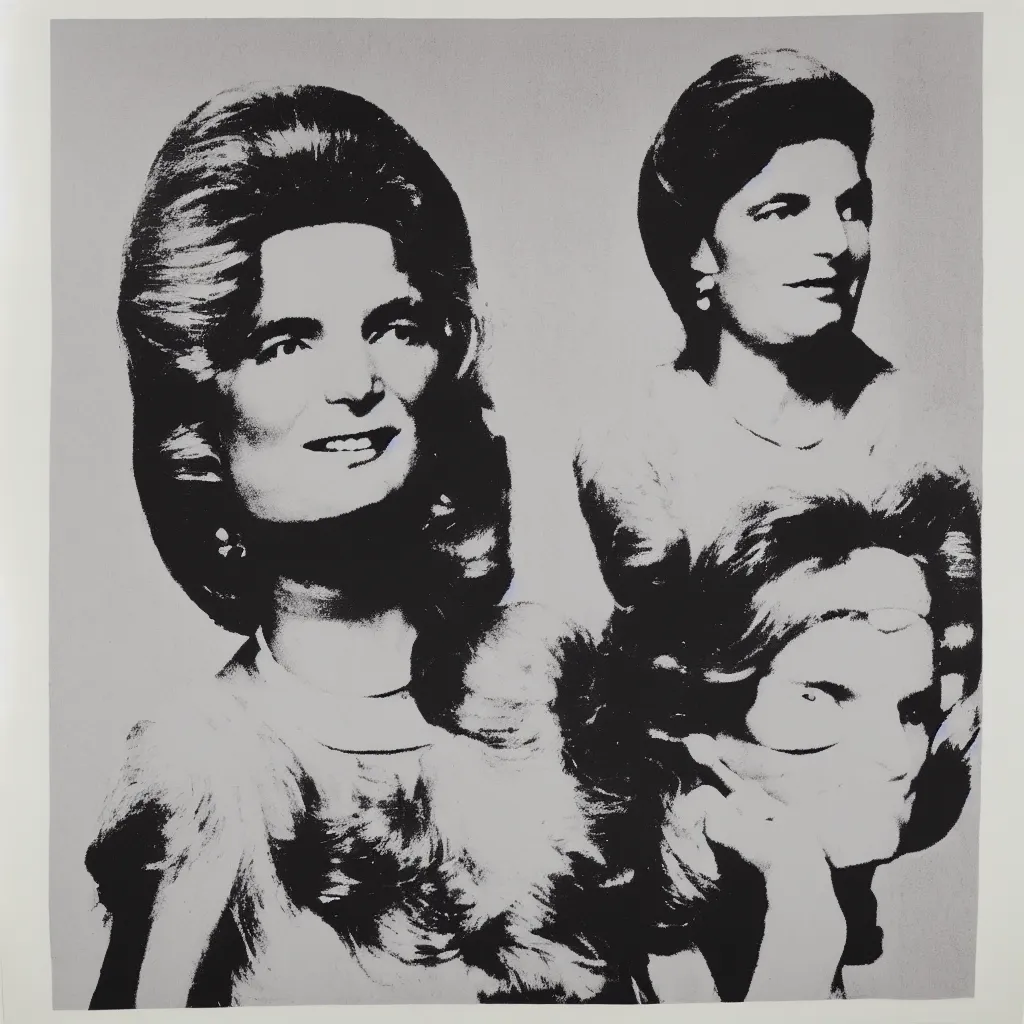 Image similar to andy warhol style silk screen print of jacqueline kennedy