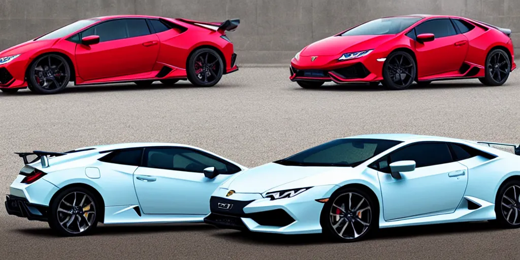 Image similar to honda civic in the shape of lamborghini huracan