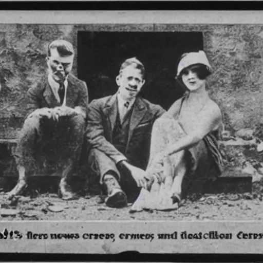 Prompt: 1 9 2 0 s newspaper photo of : they were careless people, tom and daisy - they smashed up things and creatures and then retreated back into their money or their vast carelessness or whatever it was that kept them together, and let other people clean up the mess they had made.