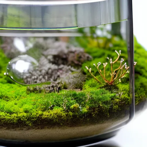 Image similar to moss terrarium beautiful 4 k close - up highly detailed stunning lighting